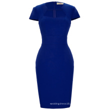 Grace Karin Ladies Stock Blue Color Cap Sleeve Retro Vintage Hips Wrapped Bodycon Short Pencil Dress CL008947-3